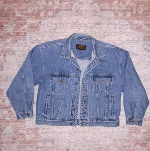 Vintage Eddie Bauer Denim Cotton Trucker Jacket men's XL